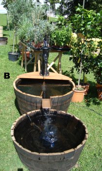 Preview: Große Holzfass Cascade, Holzfass Wasserspiel